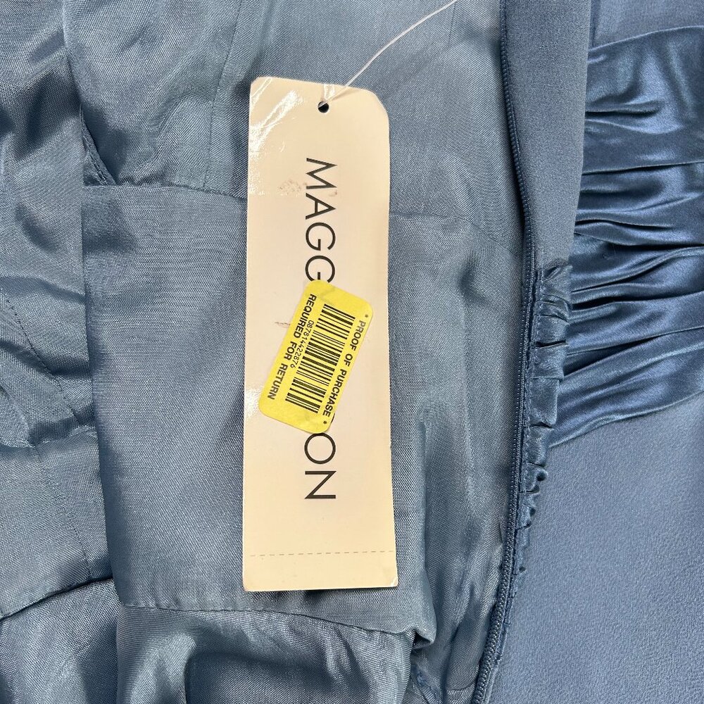 Maggy London 100% Silk Maxi Fit & Flare Dress Women's 8 Blue Wedding Party NWT - Picture 11 of 15
